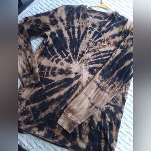 One of a kind Handmade Bleached Dyed Long Sleeve With Skull Embroidery